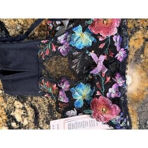 VICTORIA'S SECRET VERY SEXY String Bikini Panty S Floral Black NWT Open Back